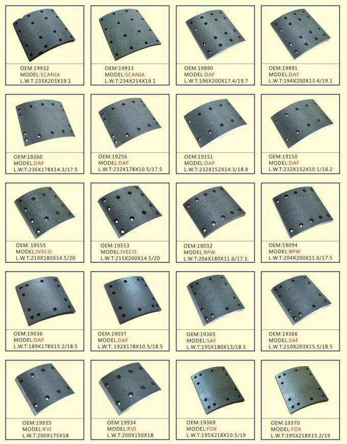 Heavy Truck brake Drum Lining 4515, 4515E, 4515H, 4551 Brake Lining